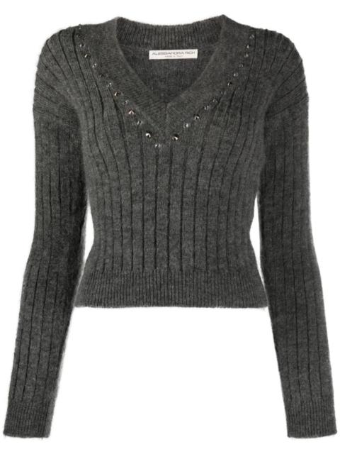 Alessandra Rich crystal-embellished wool jumper