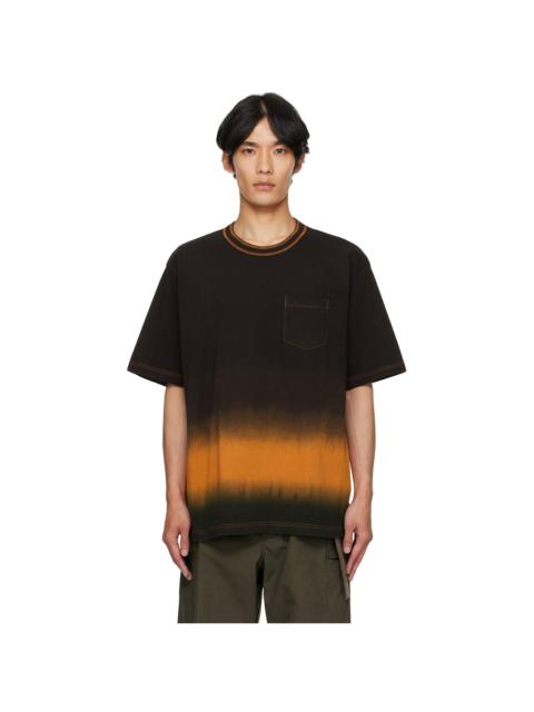 sacai Brown & Orange Garment Dye Cotton Jersey T-shirt