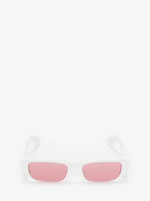 Women's McQueen Graffiti Slashed Sunglasses in White