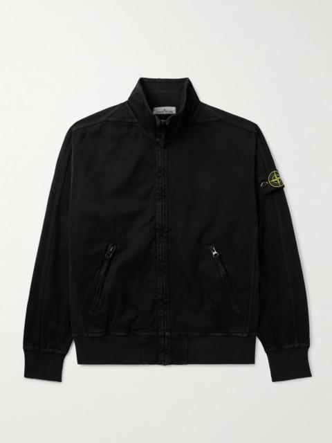 Stone Island Panama Cotton-Canvas Zip-Up Jacket Black