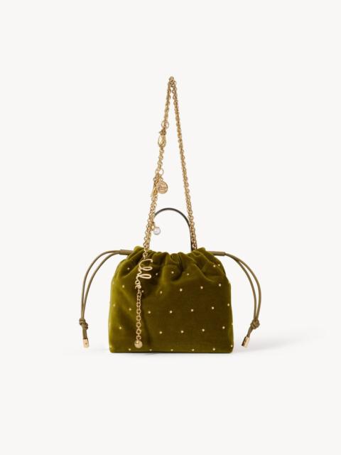 Chloé MINI CHLOÉ ICONS SHOULDER BAG WITH CHAIN IN VELVET WITH STUDS