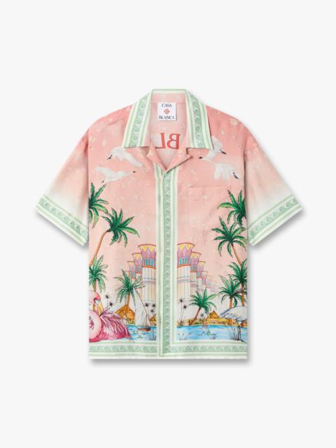 CASABLANCA Pink Ethereal Short Sleeve Silk Shirt