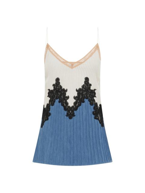 GABRIELA HEARST Hermione Lace Camisole in Light Blue Recycled Cotton Linen