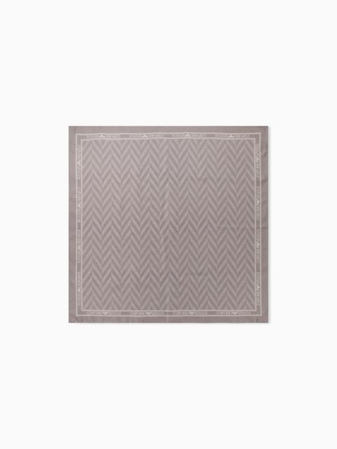 EMPORIO ARMANI PURE SILK TWILL SCARF WITH CHEVRON PRINT SIGNATURE CAPSULE