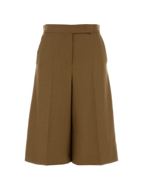 Max Mara slub wool canvas bermuda shorts - camel