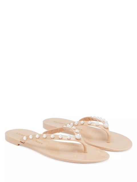 Stuart Weitzman Women's Goldie Embellished Jelly Flip Flop Thong Sandals