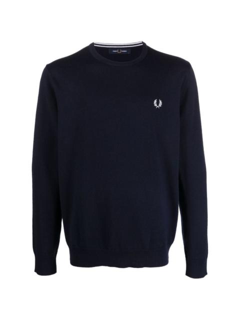 logo-embroidered wool-cotton jumper
