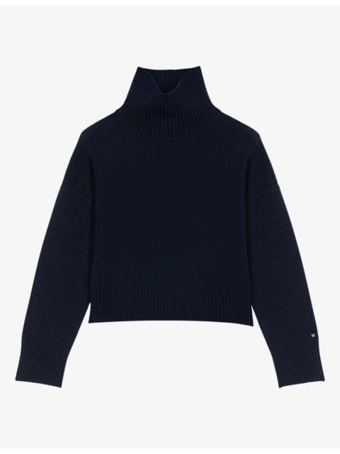 maje High-Neck Relaxed-Fit Cashmere-Blend Jumper