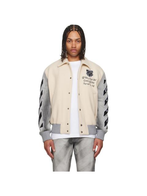 Off-White Off-White & Gray Wool Denim Relaxed Varsity Jacket