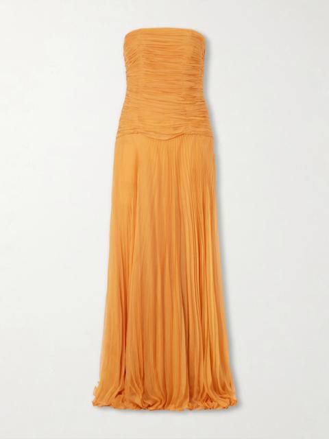 ANDRES OTALORA Puente De Sol Pleated Crinkled Silk-chiffon Maxi Dress