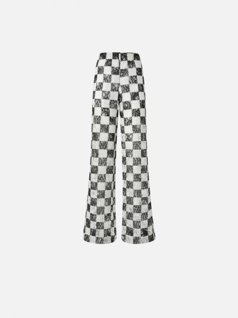 PINKO WIDE TROUSERS IN CHECKERED LACE