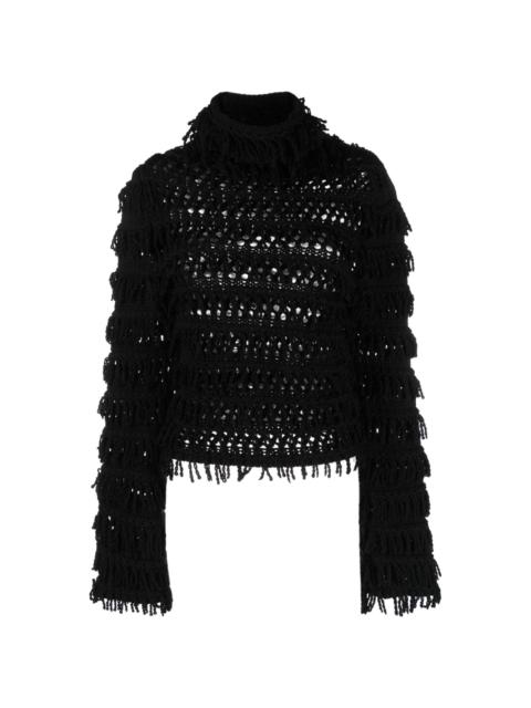 Blumarine fringe-detail open-knit jumper