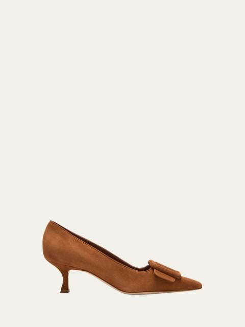 Manolo Blahnik Maysale Suede Buckle Pumps