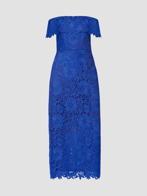 Shoshanna Women's Avril Floral Lace A-Line Midi Dress - Cobalt