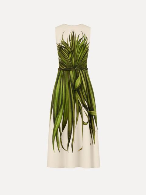 Oscar de la Renta PALM LEAVES WOOL-BLEND DRESS