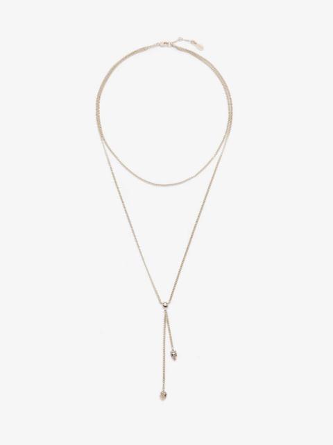 Alexander McQueen Women's Double-wrap Chain Skull Necklace in Pale Gold