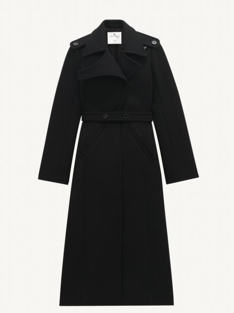 courrèges LONG WOOL TRENCH COAT