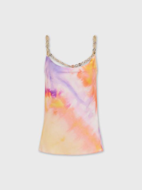 rabanne ORANGE TIE-DYE TOP IN PRINTED SATIN