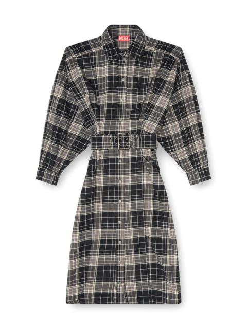 Diesel MIDI DRESS IN CHECK FLANNEL WITH WIDE BELT