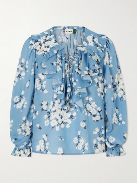 RIXO Milia Ruffled Floral-print Cotton-blend Voile Blouse