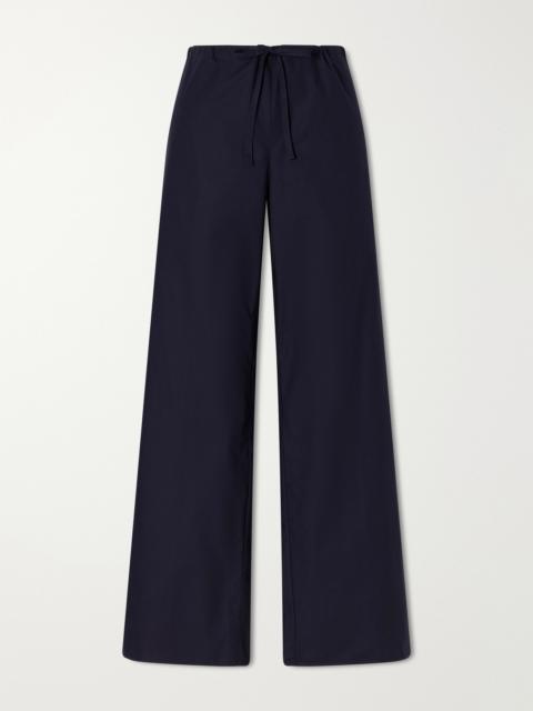 FLORE FLORE Josephine Drawstring Organic Cotton-poplin Straight-leg Pants
