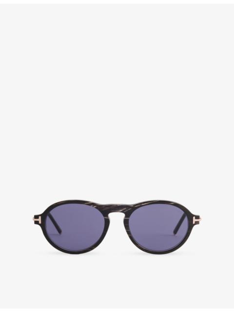 TOM FORD FT1374 Round-Frame Horn and Acetate Sunglasses