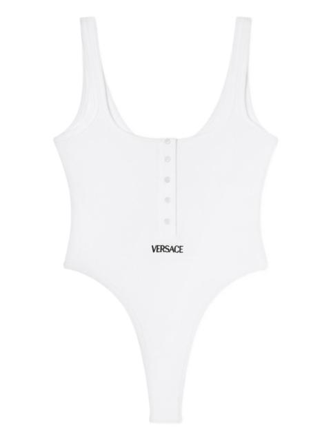 VERSACE logo-embroidery ribbed bodysuit