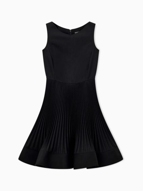 EMPORIO ARMANI DRESS IN TECHNICAL FABRIC WITH A PLEATED SKIRT