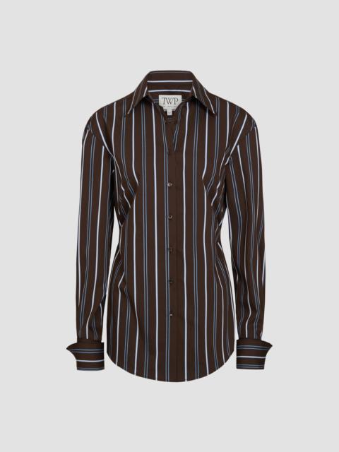 TWP Women's The Night We Met Striped Cotton-Blend Shirt - Chocolate Multi