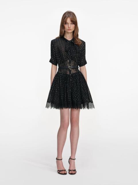 self-portrait Black And Gold Chiffon Mini Dress