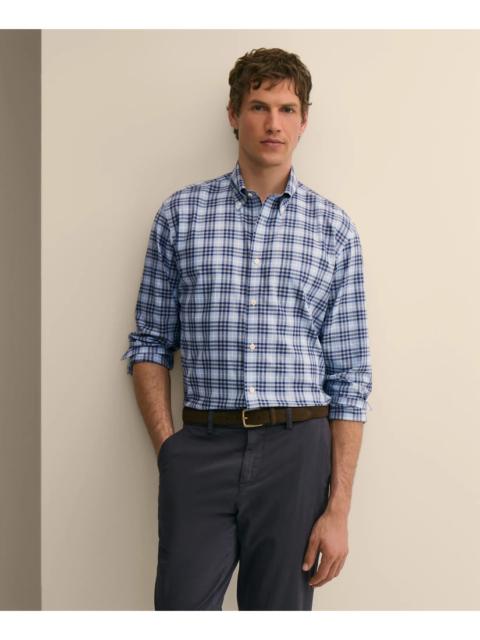 Brooks Brothers Stretch Supima® Cotton Non-Iron Twill Polo Button Down Collar, Tartan Sport Shirt