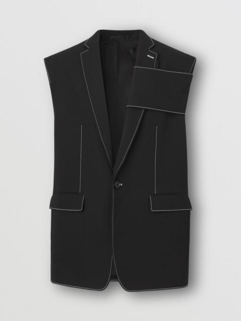 Sleeveless Grain de Poudre Wool Tailored Jacket