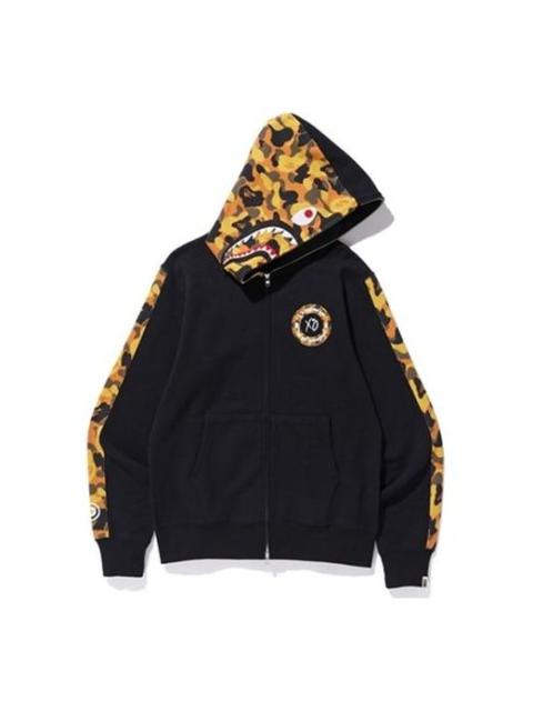 A BATHING APE x XO Shark Camo Full Zip Hoodie 'Black Yellow' 1E70-115-904