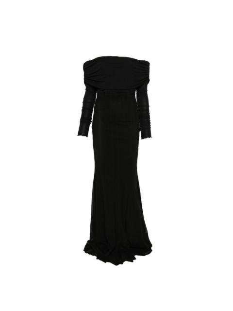 Blumarine off-shoulder long-sleeve maxi dress