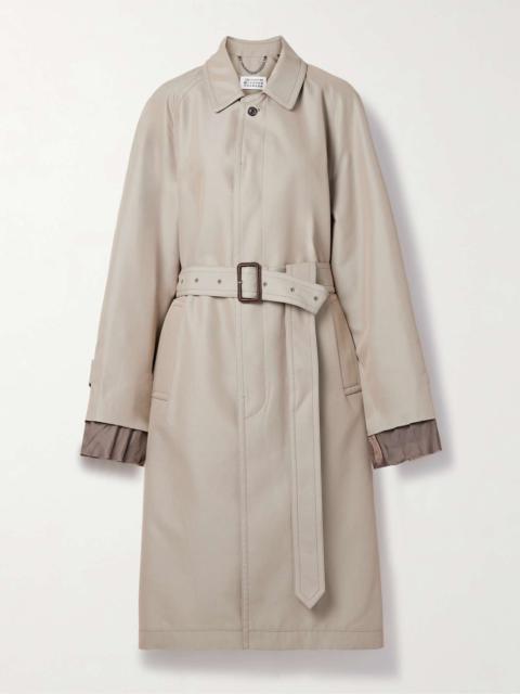 Belted cotton-blend gabardine trench coat