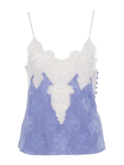 Chloé Lace-Trimmed Silk-Jacquard Lingerie Top blue