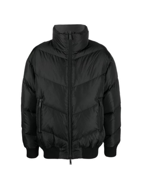 zipped-up padded coat