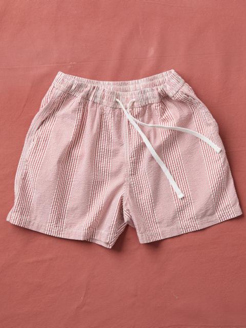 Drake's Red Stripe Seersucker Cotton Drawstring Shorts