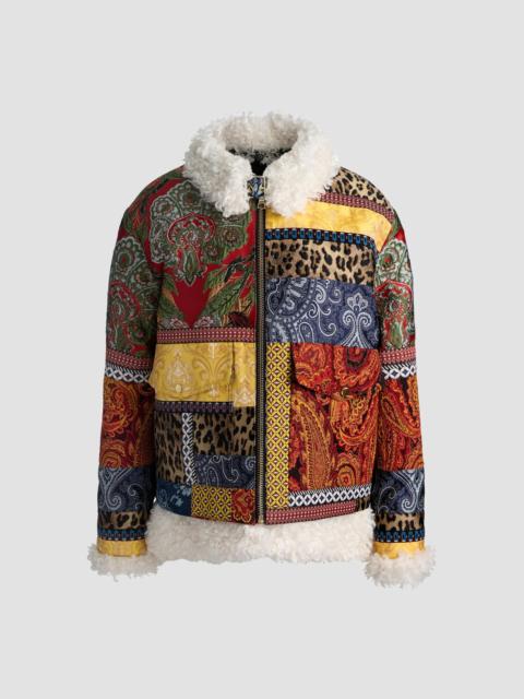 Alice + Olivia Women's Hudson Patchwork Jacquard & Sherpa Aviator Coat - Multi