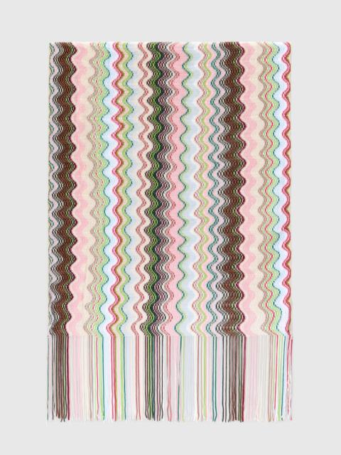 Missoni 100% viscose scarf with wave pattern and fringes