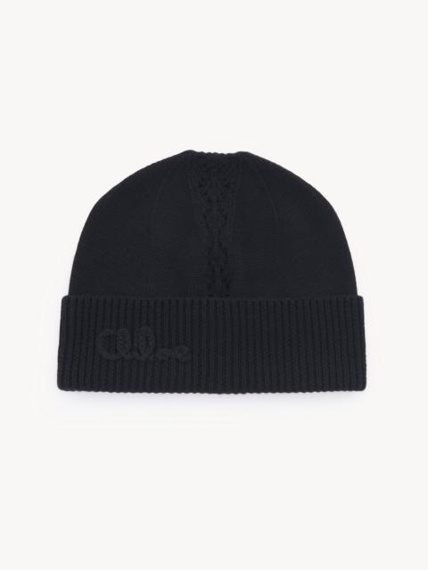 Chloé THE CHLOÉ LACE KNIT BEANIE IN WOOL & LACE JACQUARD