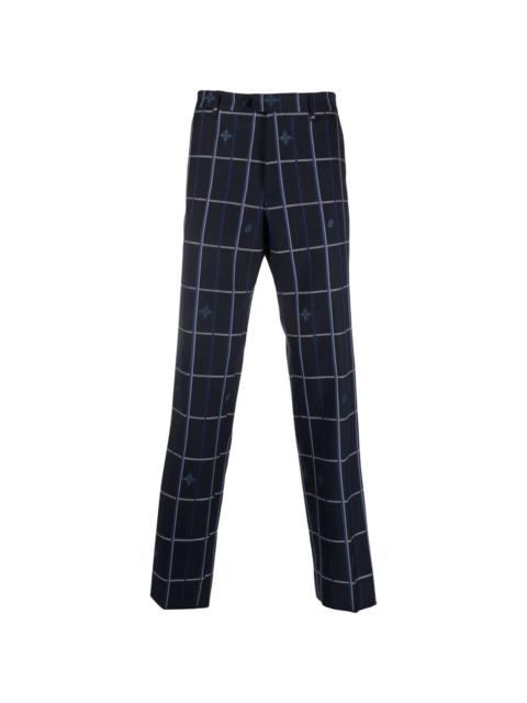 checked straight-leg tailored trousers