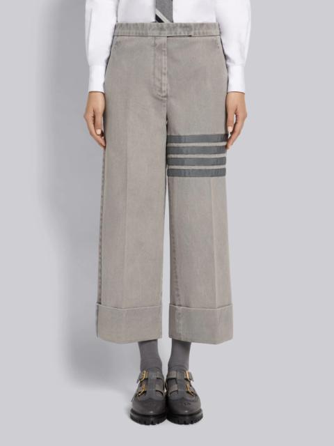 Thom Browne Light Grey Heavyweight Garment Dyed Cotton Twill Tonal Grosgrain 4-Bar Sack Trouser