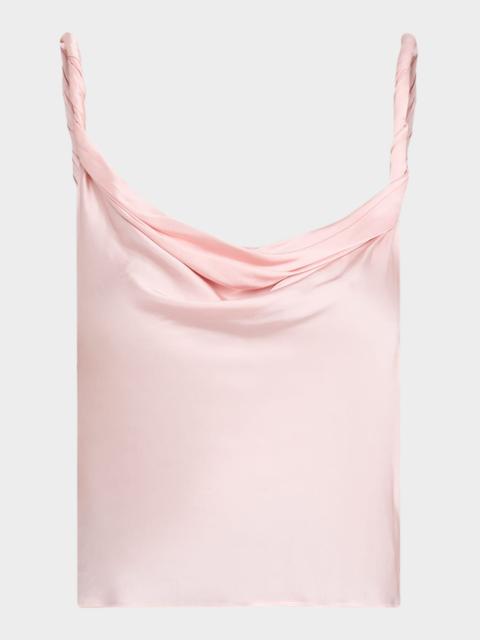 Alice + Olivia Monique Twist Strap Cowl-Neck Blouse