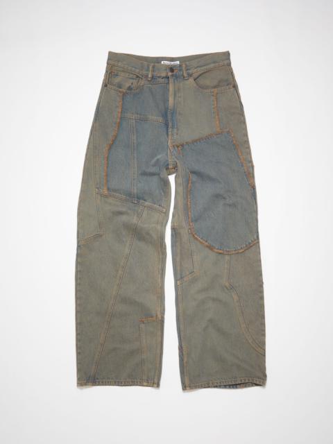 Acne Studios Patchwork wide fit jeans - Dark brown/beige