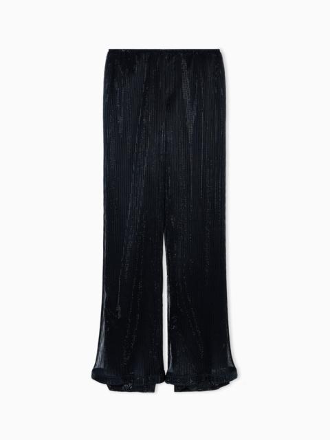 GIORGIO ARMANI Crystal-embroidered pleated tulle trousers