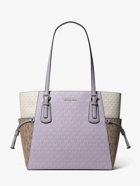 MICHAEL KORS Voyager Large Color-Block Signature Logo Tote Bag