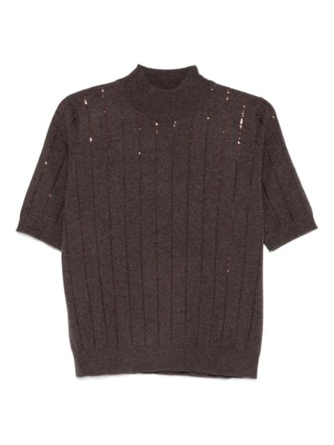 Brunello Cucinelli sequin-embellished cashmere top