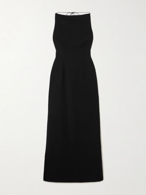 16ARLINGTON Hebe open-back crepe gown Black