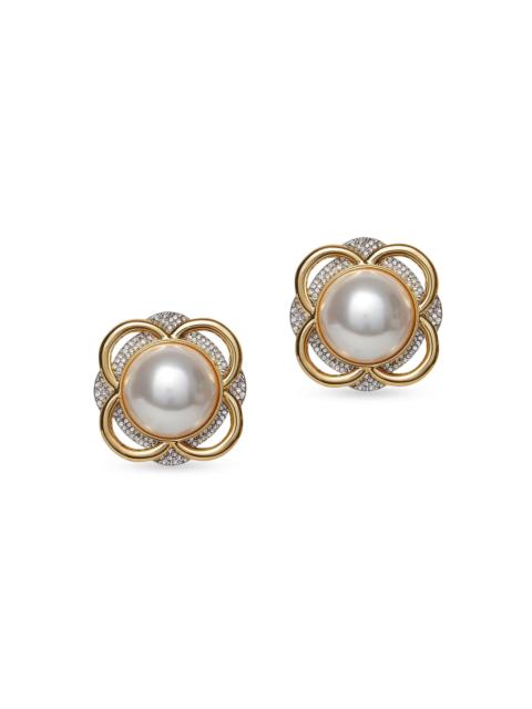 LELE SADOUGHI Women's Pinball Button 14K-Gold-Plated, Imitation Pearl & Crystal Stud Earrings - Pearl